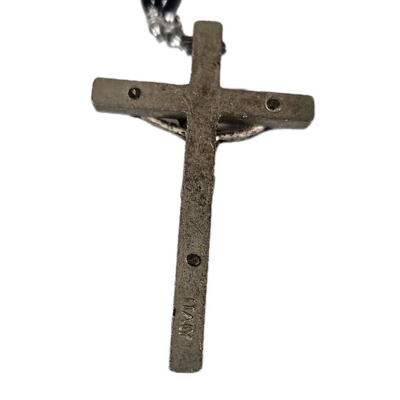 Vintage Rosary Made in Italy Black Oval Beads with Silver Tone Crucifix 18in - Picture 3 of 12